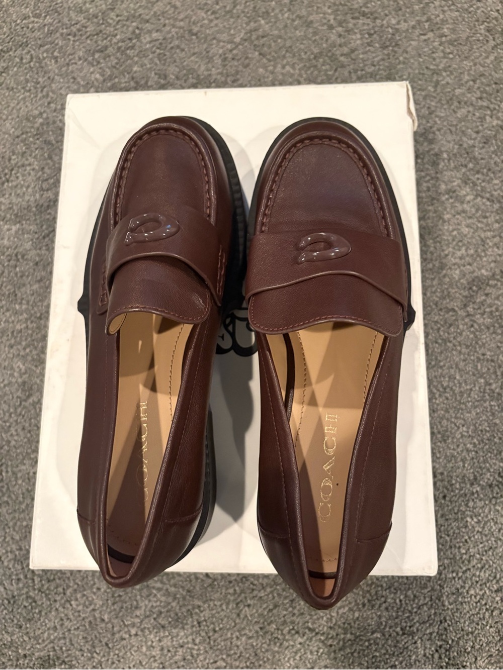 COACH Brown Leather Penny Loafers for Men